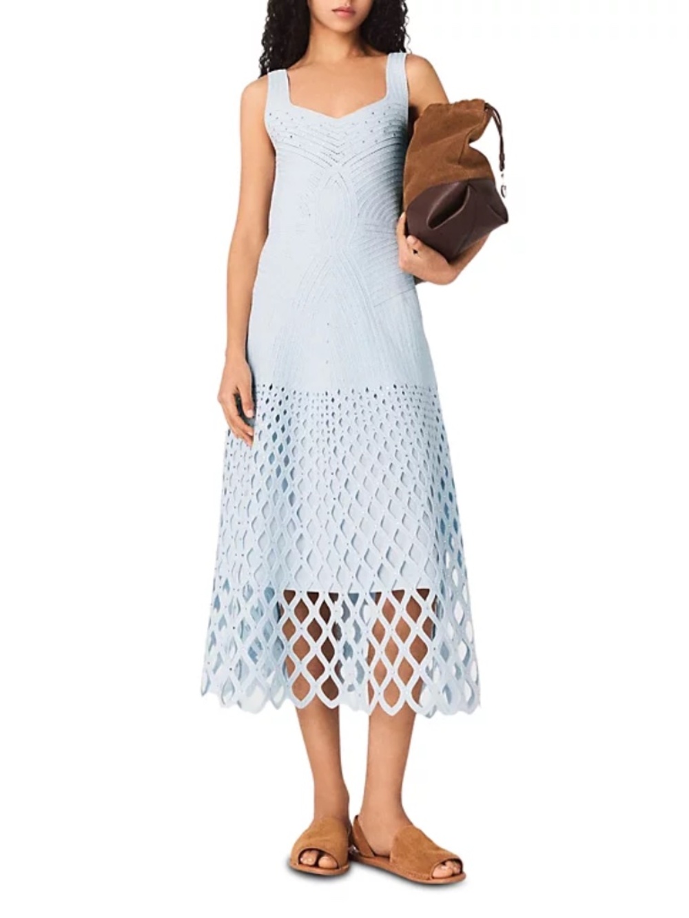 Russelyna Crochet Rhinestone Midi Dress